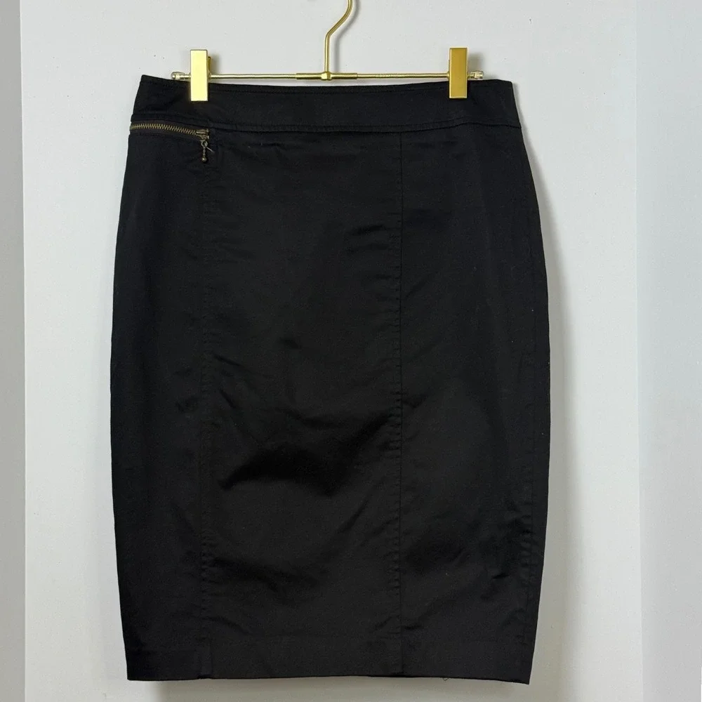 Mossimo Black Stretch Pencil Skirt‎ Zipper Detail Womens Size 8 - Picture 2 of 5